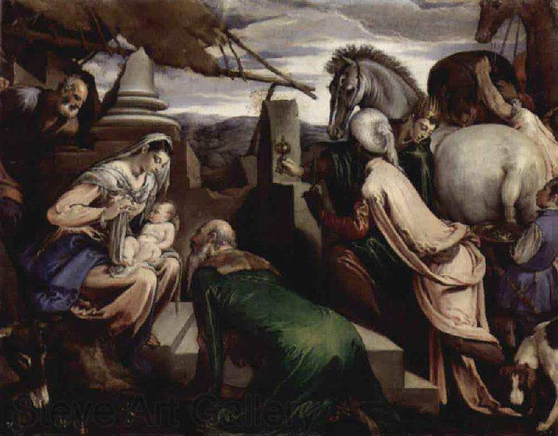 Jacopo Bassano Anbetung der Heiligen Drei Konige France oil painting art